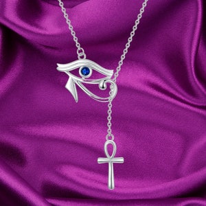 Eye of Horus Necklace Scarab Pendant Sterling Silver Eye of Providence Ankh Horus Eye Ancient Egyptian Protection Amulet