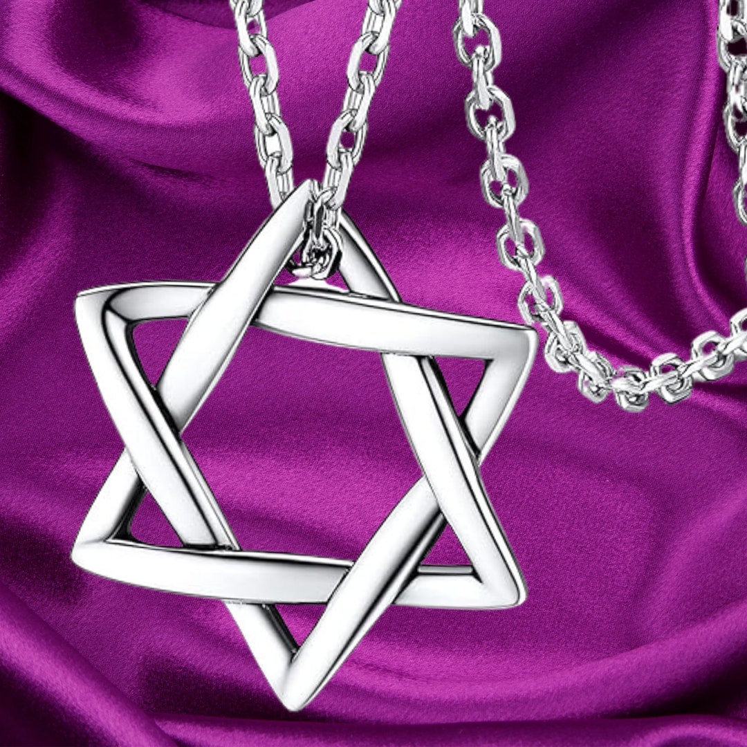 Star of David Necklace for Men Sterling Silver Jewish Pendant for Men