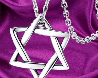 Star of David Necklace For Men Sterling Silver Jewish Pendant for Men