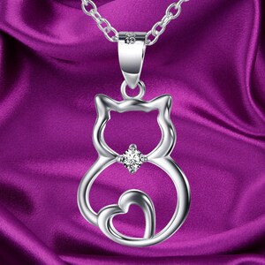 Cat Necklace Sterling Silver Animal Necklaces for Women