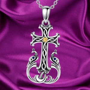 Celtic Silver Cross Necklace Sterling Silver Bird Necklace for Women Girls Pendant Jewelry Christmas Gifts