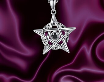 Pentagram Necklace 925 Sterling Silver Celtic Knot Pagan Wiccan Jewelry Celtic Necklace 18"
