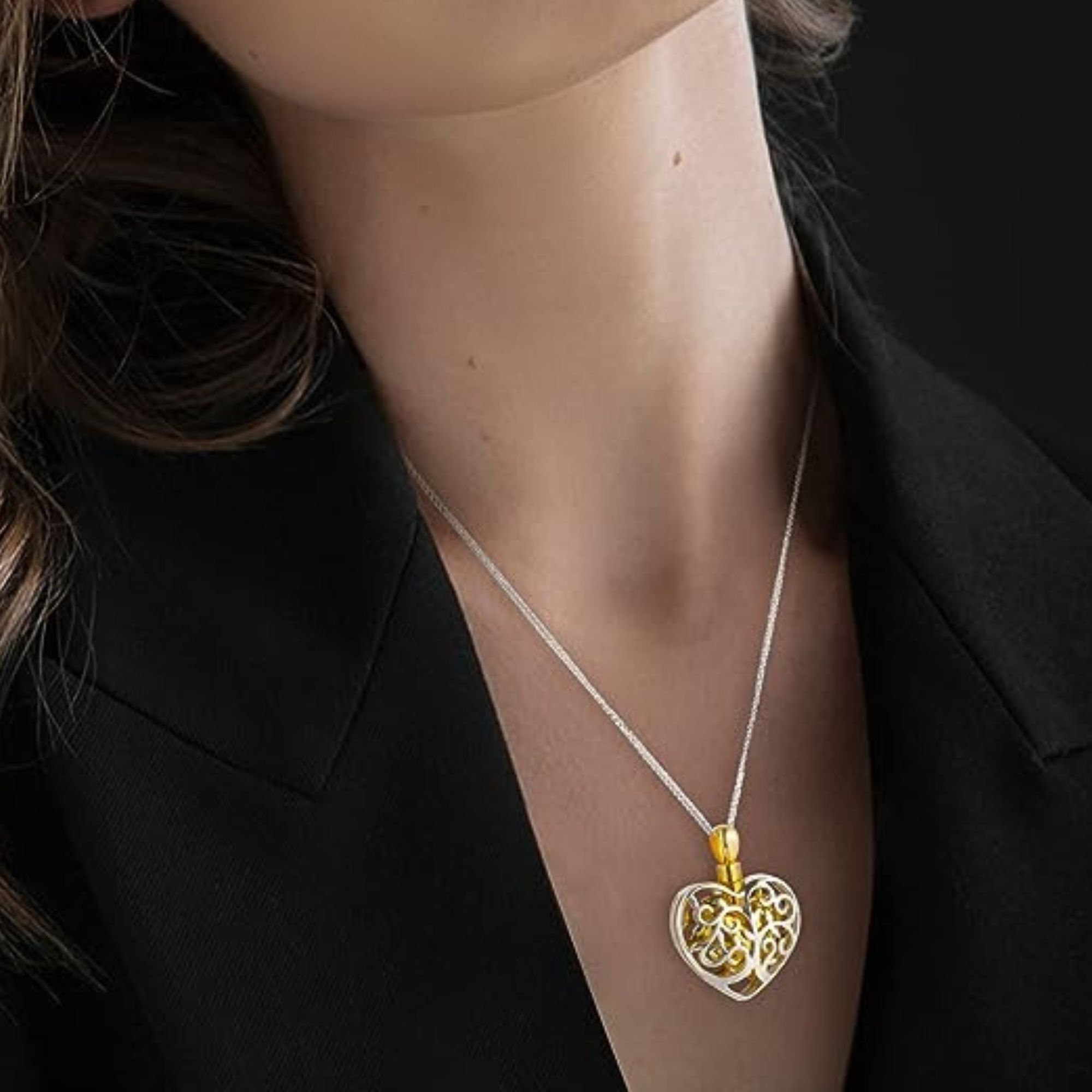 Collana con urna di chakra in argento sterling per le ceneri
