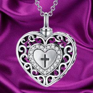 925 Sterling Silver Heart Urn Necklaces Cremation Keepsake Necklace for Ashes Pet Ashes