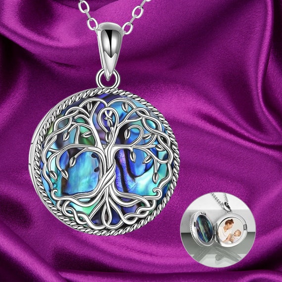 Collier Arbre De Vie Avec Opale Celtique Bleue - Argent 925 - Longueur 46 Cm - Neuf Avec étiquettes