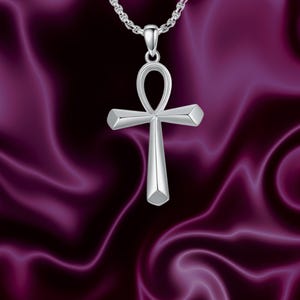 Ankh Cross Necklace 925 Sterling Silver Jewelry for Men And Women 20 inches + 2 inch Extender Chain
