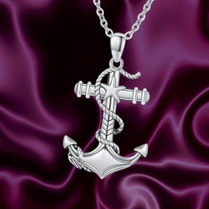 Anker Halskette Sterling Silber Baum des Lebens Anker Halskette Poliert Nautische Anker Seil Schmuck für Männer Frauen