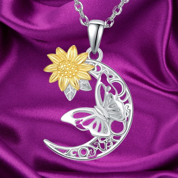 Butterfly Necklace for Women Opal Heart Necklaces Moon and Star 