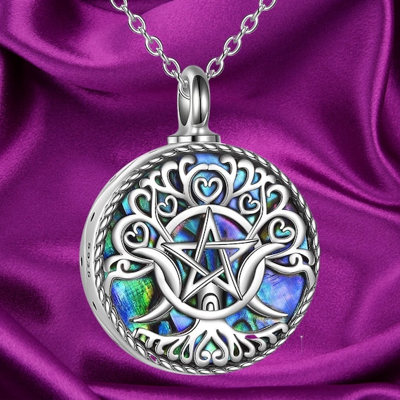 Sterling Silver Urn Pentagram Pentacle Pendant Urn Necklace Amulet