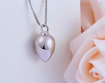 Sterling Silver 925 Keepsake Urn Necklace Always in My Heart Memorial Teardrop Cremation Jewelry for ashes