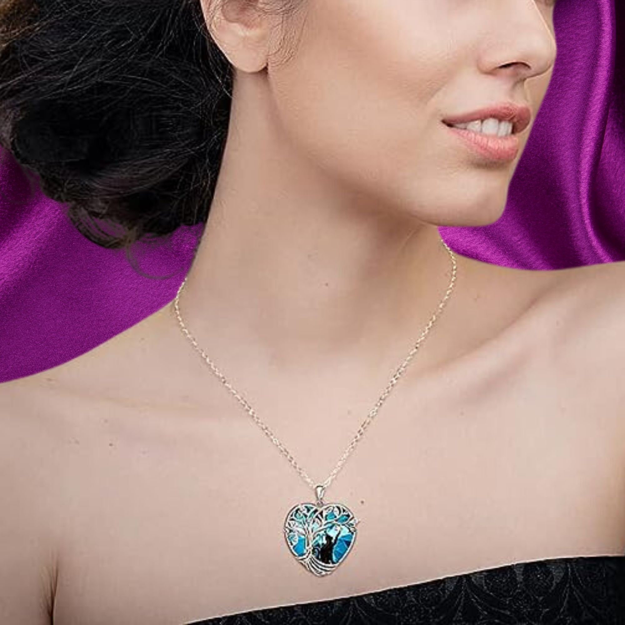 Collana Mamma E Figlia Con Gatto E Cuore, In Argento Sterling 925 E Zirconi, Regalo Per La Festa Della Mamma