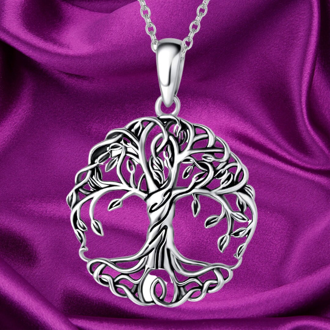 WithLoveSilver 925 Sterling Silver Celtic Tree Of Life Pendant With Earth Roots Design (8.5g)