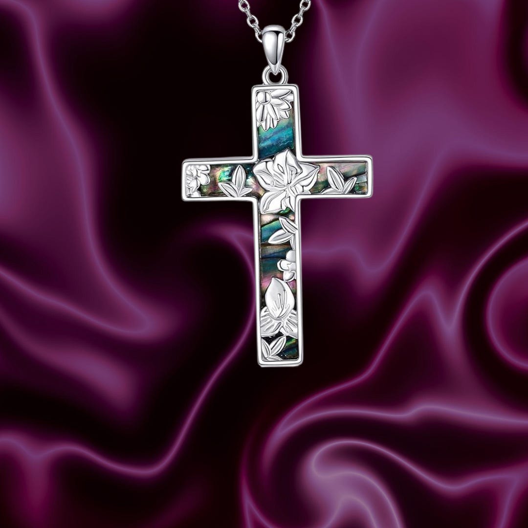 Lotus Flower Christian Cross Necklace 925 Sterling Silver Christian ...