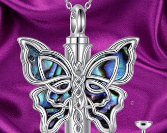 Butterfly Urn Necklaces for Ashes of Loved Ones 925 Sterling Silver Cremation Butterfly Jewelry for Women Heart Urn