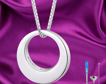 Sterling Silver Circle of Life Eternity Memorial Urn Necklace Always with me Cremation Jewelry Pendant Necklaces for Ashes