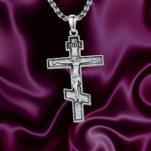 Cross Necklace 925 Sterling Silver Orthodox Cross Pendant Necklace for Men Women
