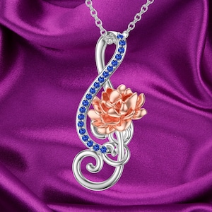 Muzieknoot ketting 925 sterling zilver Zirkonia geboorte bloem kettingen verjaardag sieraden muziek cadeaus voor vrouwen meisjes moeder student