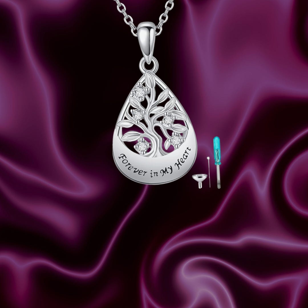Forever in My Heart Urn Necklace for Ashes Sterling Silver Tree of Life ...
