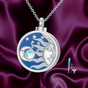 Sun Moon Urn Necklace for Women for Ashes 925 Sterling Silver Sun Moon Urn Cremation Necklace  Memorial Jewelry