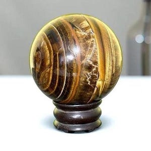 Esfera de ojo de tigre grande natural de 110 mm: piedra curativa, aura de chakras, decoración del hogar Esfera de cristal de gema única de ojo de tigre