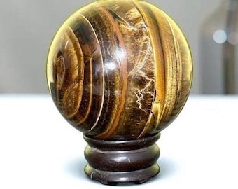Natural 110MM Large Tiger Eye Sphere - Healing Stone, Chakra Aura, Home Décor Tiger&#39;s Eye Unique Gem Crystal Sphere