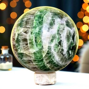 250MM Green Fluorite Sphere - AAA+ Quality, Healing Stone, Home Decor Healing Crystal Sphere Ball