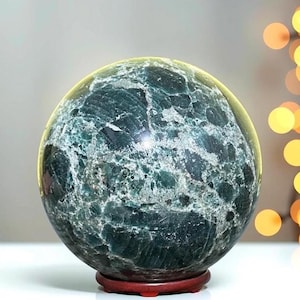 115MM Apatite Crystal Sphere - Polished, Deep Blue, Display Altar Décor Yoga Large Crystal Ball