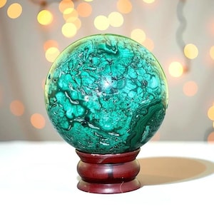 Large 110MM Natural Malachite Sphere | Unique Crystal Ball | Crystal Healing Home Decorative Ball