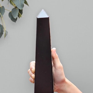 235MM 4-Faceted Black Tourmaline Tower |Large Natural Black Tourmaline Obelisk, Quartz Crystal Point, Healing Wand