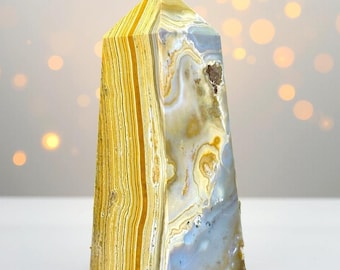 280MM Druzy Crazy Lace Agate Tower | Metaphysical Healing, Meditation, Spiritual Energy, Large Handcrafted 4-Sided Obelisk