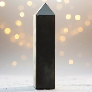 Natural 4-Faceted Black Tourmaline Tower 145MM | Healing, Meditation, Energy Protection, Obelisk Point