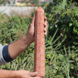 Enorme torre de obelisco de piedra solar de 15 pulgadas con 8 facetas y cristal curativo, poder metafísico del aura, torre de obelisco de piedra solar