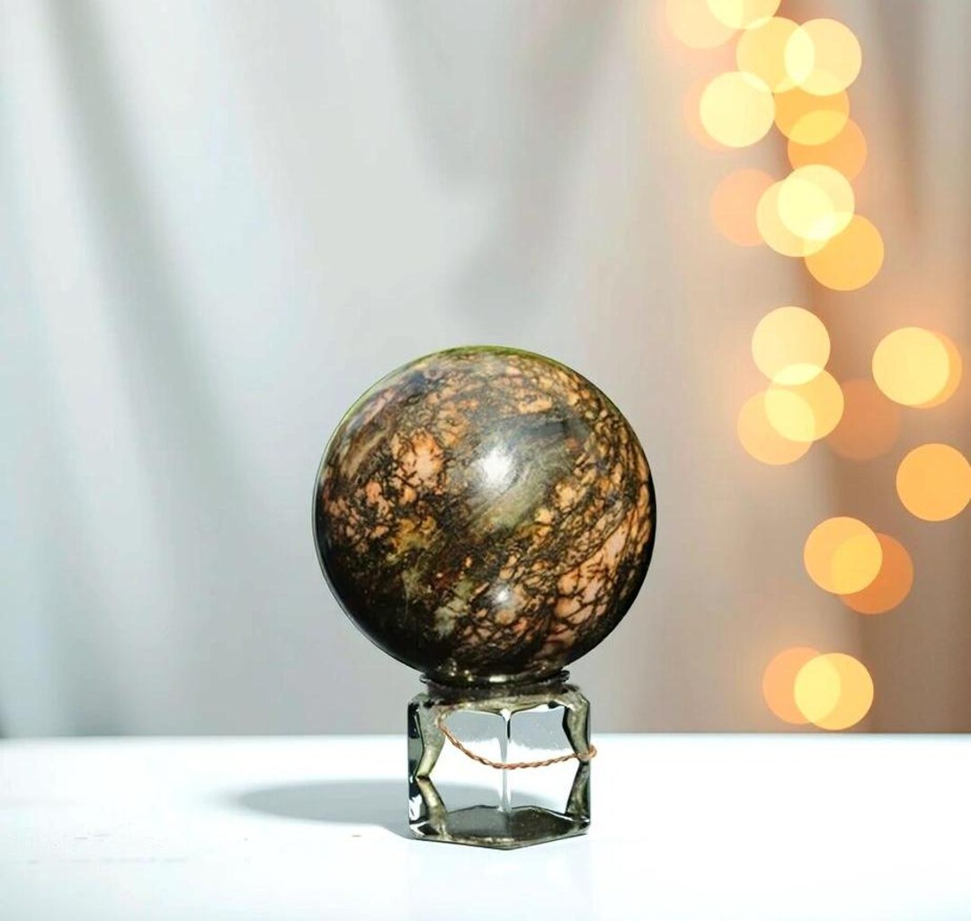 65MM Brown Rhodonite Sphere – Heart Chakra Healing Crystal, Rhodonite ...