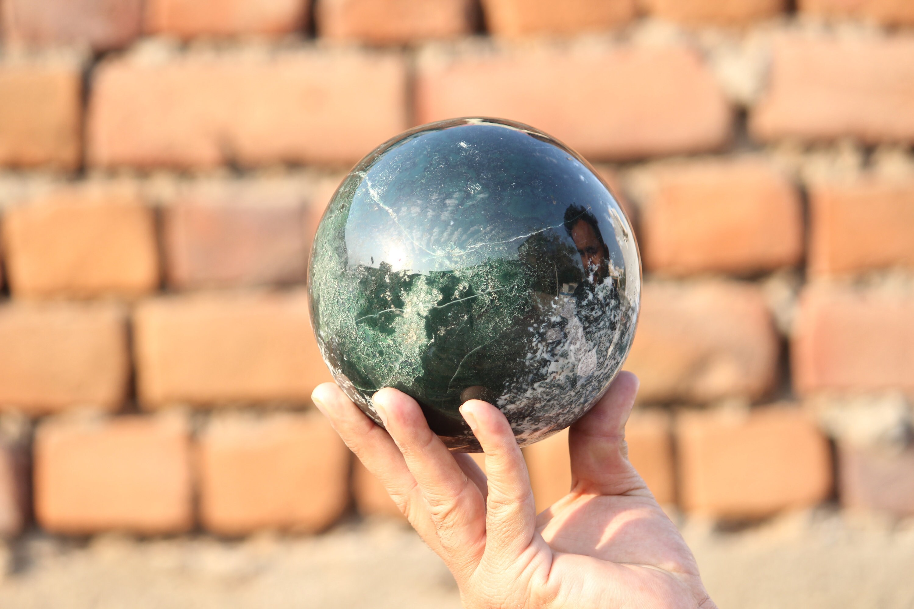 Natural 135MM Large 5.4 Green Moss Agate Sphere Crystal | Etsy