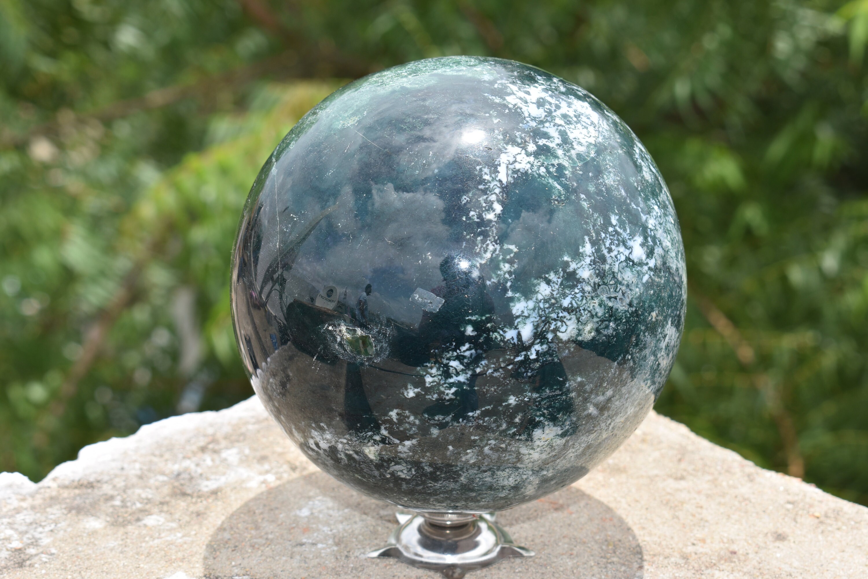 Natural 135MM Large 5.4 Green Moss Agate Sphere Crystal | Etsy