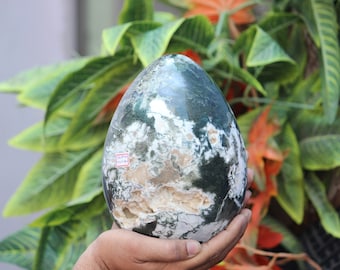 Natural 215MM Green Moss Agate Crystal Geode Healing Power Druzy Display Polished Moss Agate Egg
