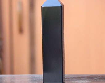 Natural 4-Faceted Black Tourmaline Tower 145MM | Healing, Meditation, Energy Protection, Obelisk Point.