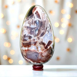 295MM Ocean Jasper Egg | Healing Energy, Metaphysical Chakra Stone, Spiritually Charged Home Décor