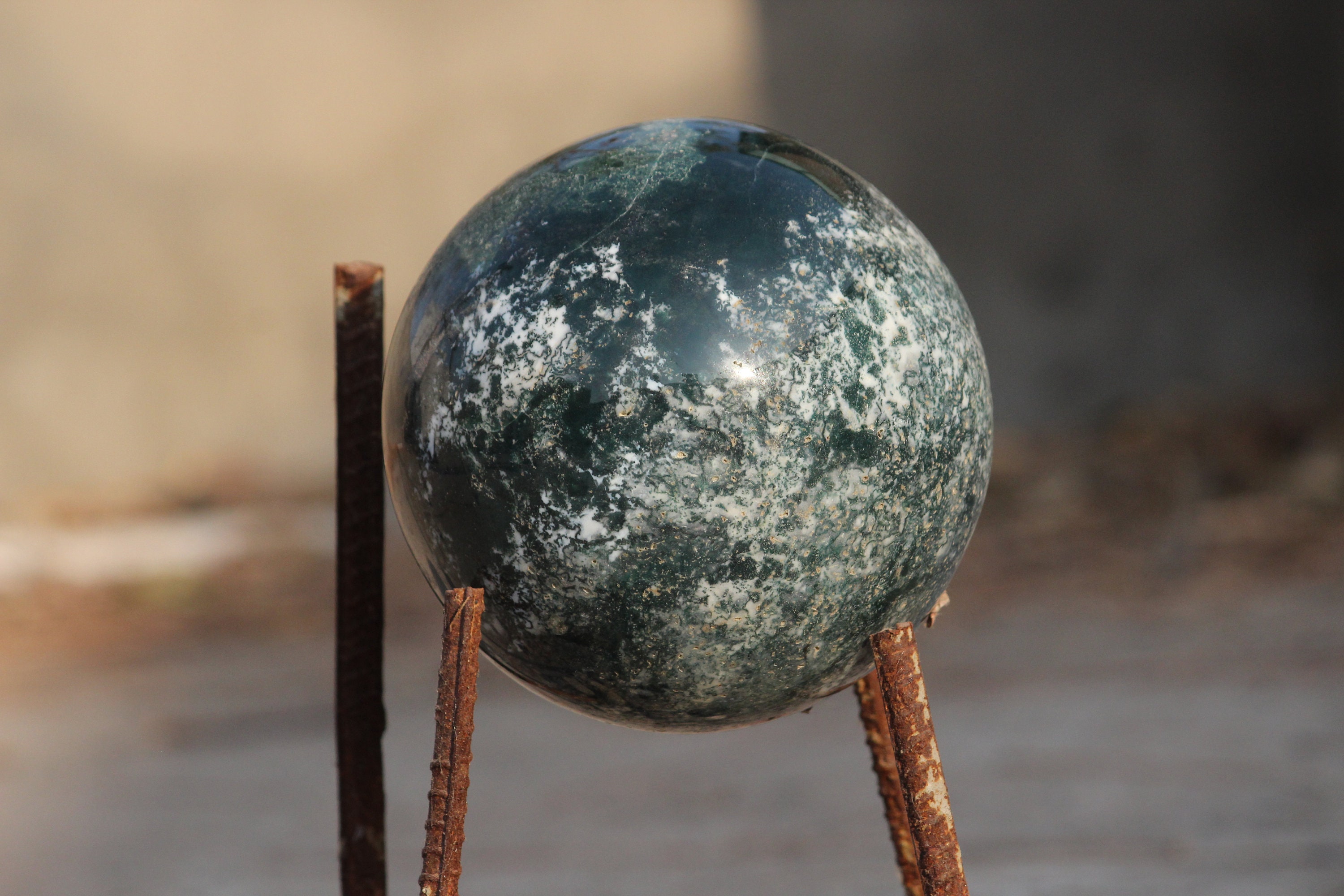 Natural 135MM Large 5.4 Green Moss Agate Sphere Crystal | Etsy