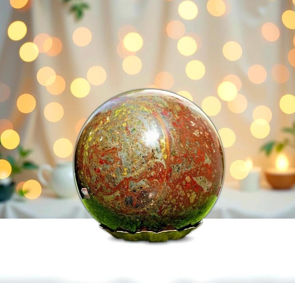 AAA+ Large 230MM Polished Dragon BloodStone Sphere - Healing Minerals, Vibration Healing Metaphysical Sphere Ball