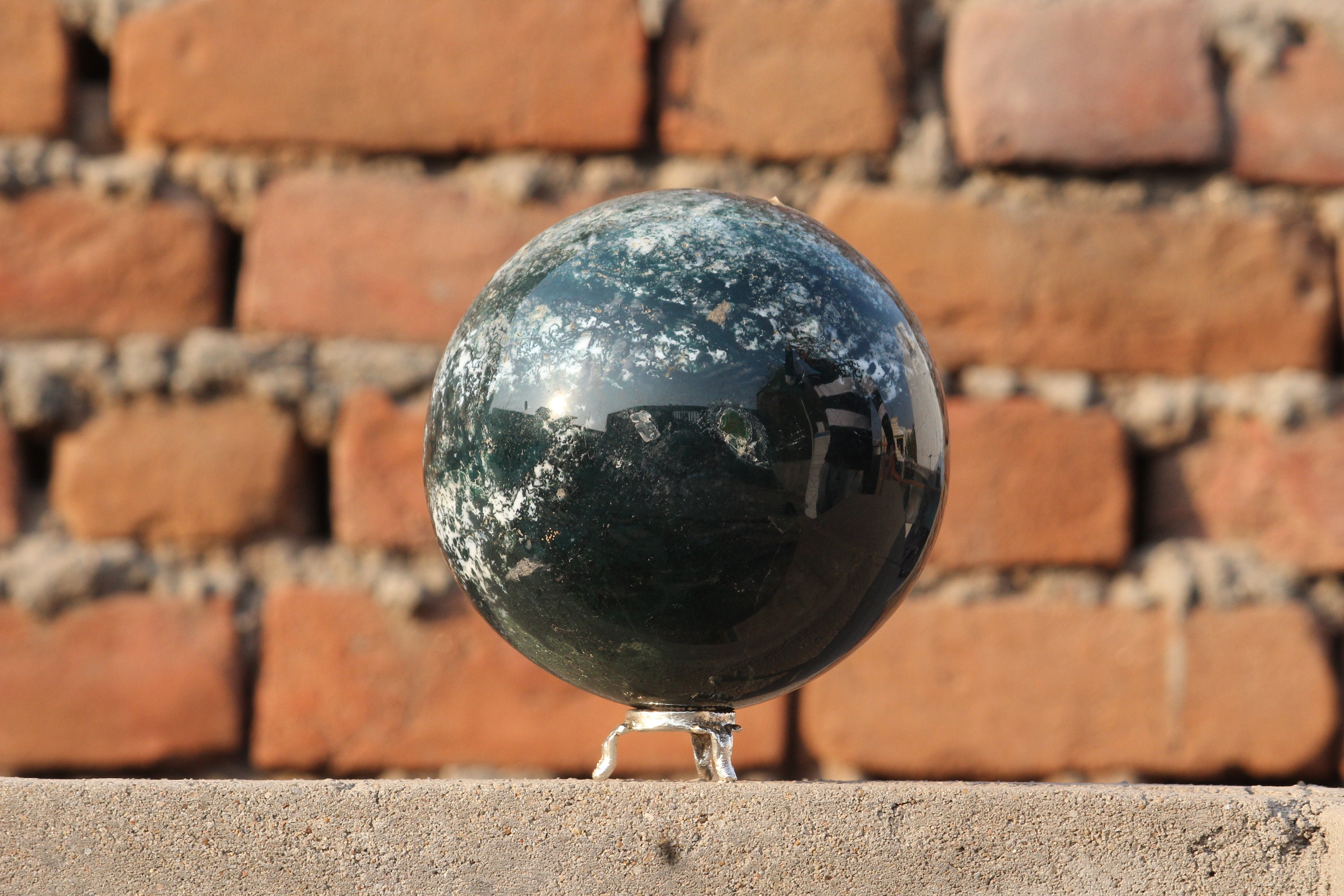 Natural 135MM Large 5.4 Green Moss Agate Sphere Crystal | Etsy