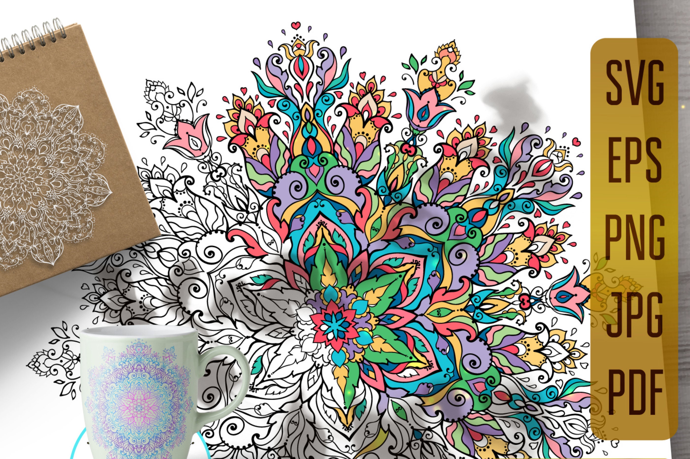 Download Mandala Svg Files For Cricut Design Of Love Coloring Book Pdf Etsy