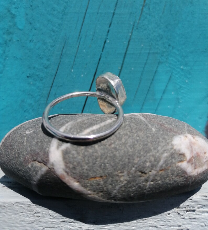 Genuine light greeen Seaham sea glass ring