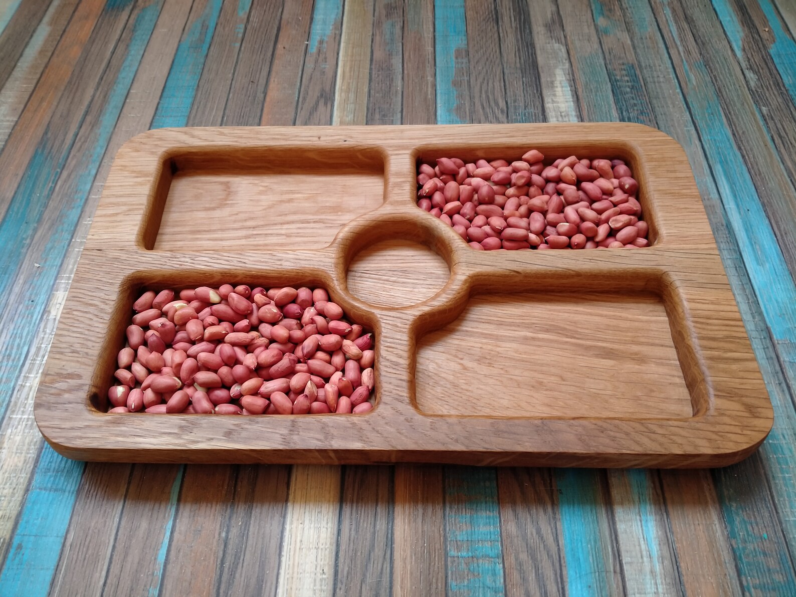 Wooden 5 Section Snack Serving Wooden Compartment Tray Wood Etsy