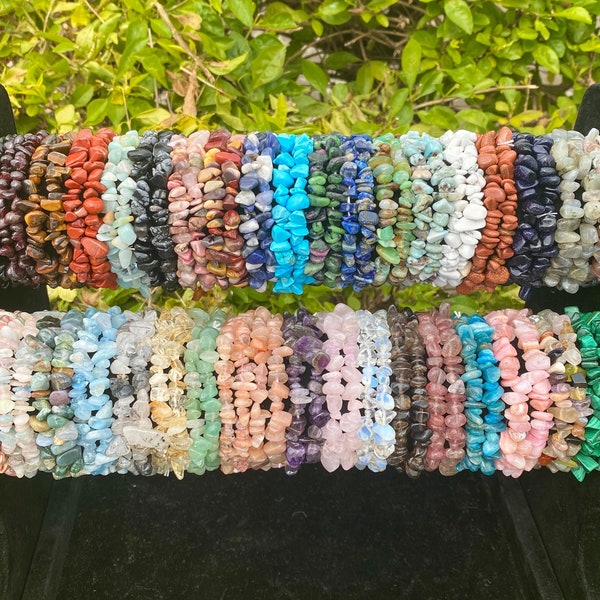 37 tipos de pulsera de chip elástico de cristal, pulsera de chip curativo, pulsera de cuentas de piedras preciosas, pulsera elástica hecha a mano, regalo para ella