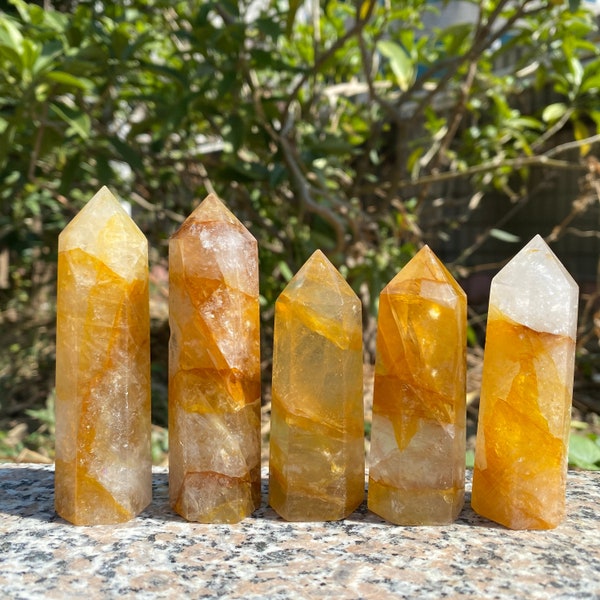 Natural Golden Healer Quartz Tower, Golden Healer Point, Yellow Hematoid Tower, Crystal Point, Quartz Crystal Obelisk, Healing Crystal