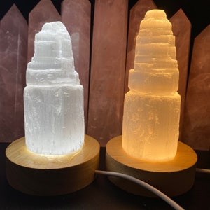 Selenite Tower Lamp, Senlenite Crystal Tower, Selenite Light, Home Decor