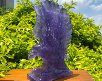 Hand Carved Fluorite Crystal Eagle, Big Gem Eagle, Crystal Animal Decor, Healing Crystal, Home Decor