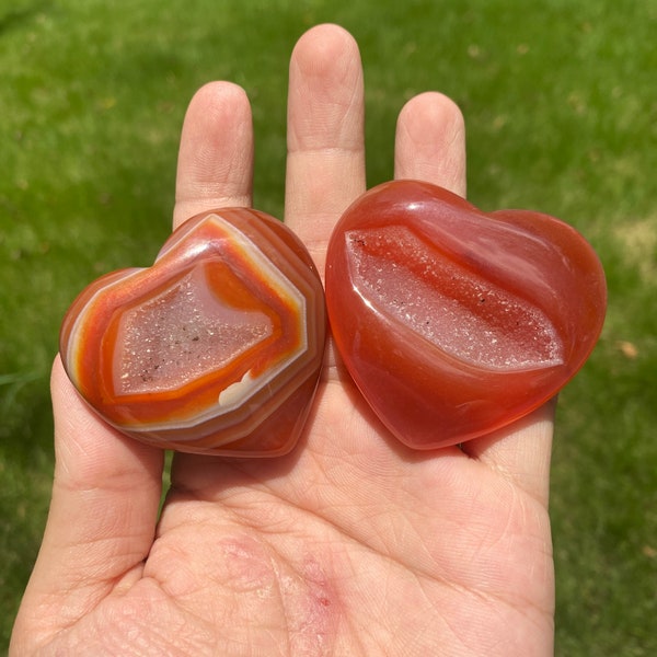 Druzy Carnelian Heart Carving