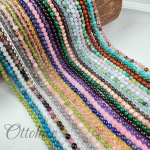 Mini Crystal Round Beads, Natual Gemstone Smooth Round Beads, 2mm/3mm/4mm Loose Beads, DIY Beads, For Jewelry Making, Rose Quartz/Amethyst
